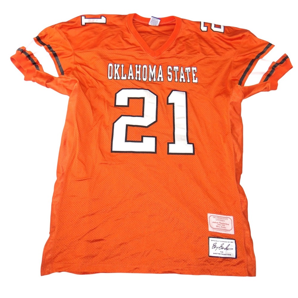 RARE Oklahoma State Barry Sanders 21 Throwback Football Jersey Orange XL 1986-88